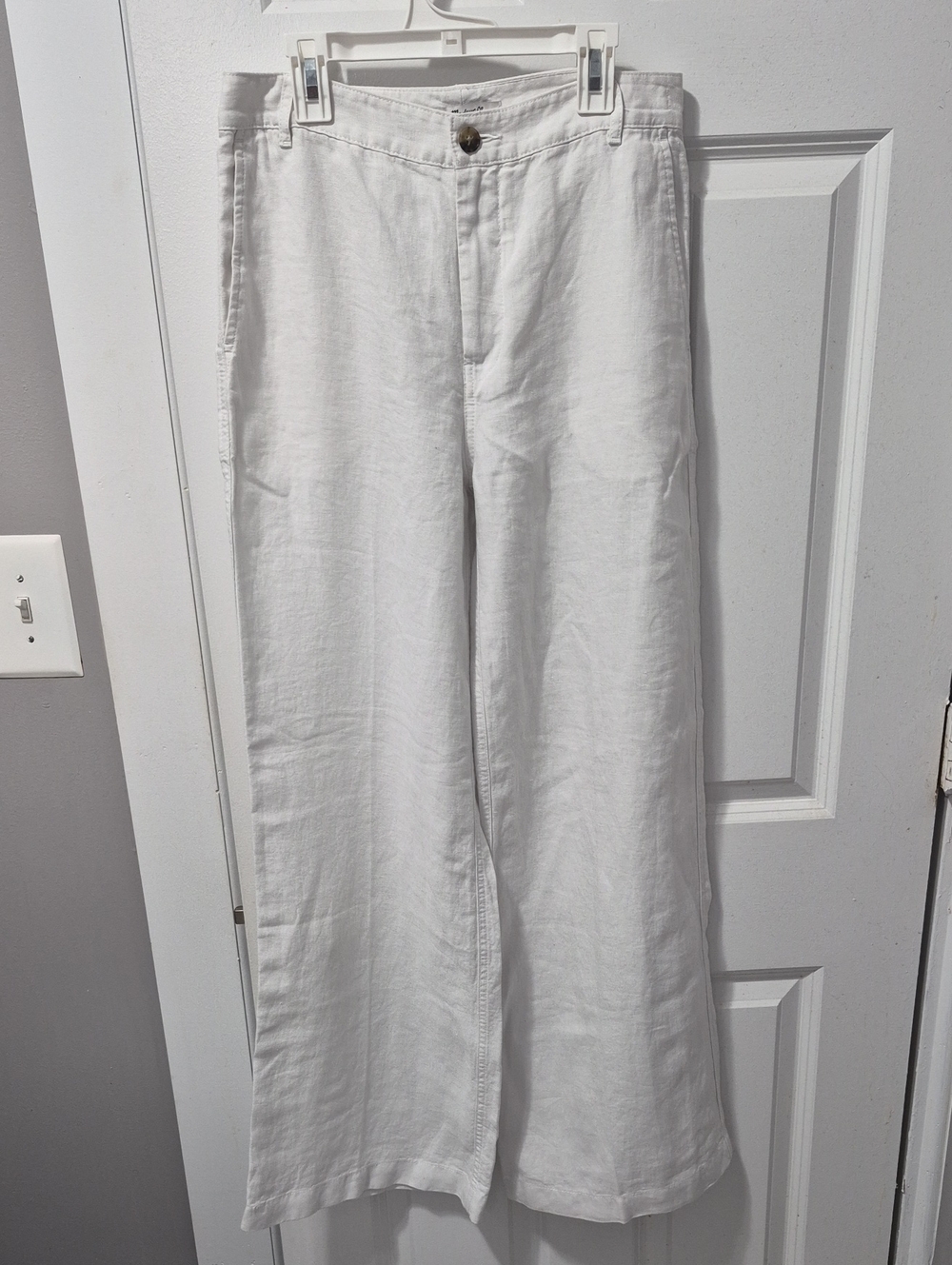 NEW WITH TAGS Madewell Relaxed Wide Leg Linen Pants In Color White